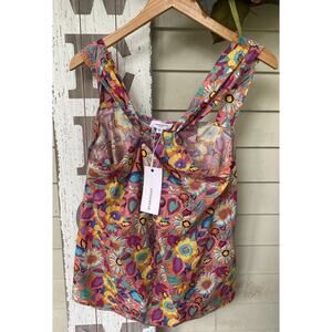 NWT Anniewear Los Angeles Top Women’s Shirt XL Floral Multi Pink $33